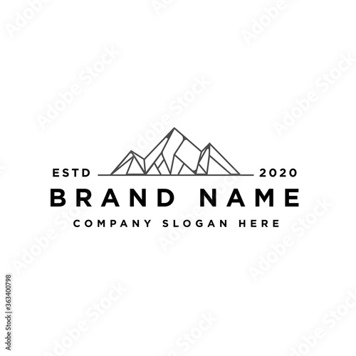 Floating Ice Mountain or Iceberg logo design with simple line art style