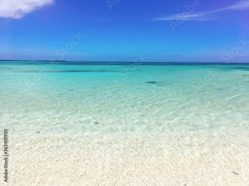 Crystal clear water and white sand beach