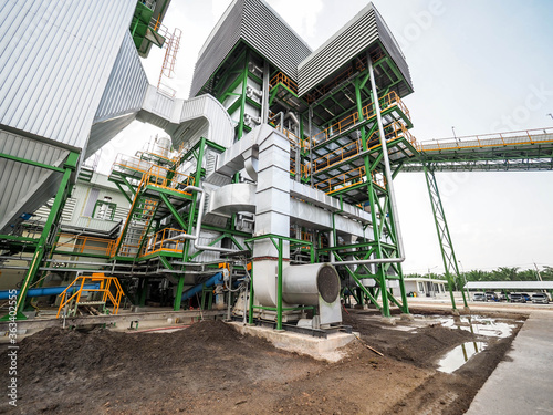Obraz na plátně Biomass power plant with industrial energy concept.