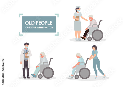 Old people check up with the doctor set