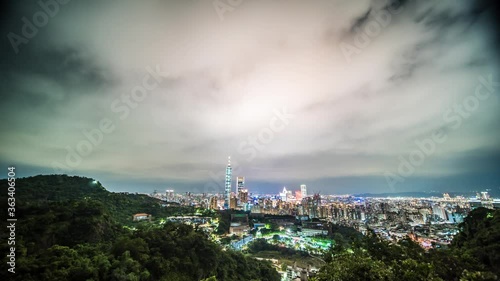 Taipei, Taiwan  Hushan shooting time-lapse photography of Taipei skyline photo