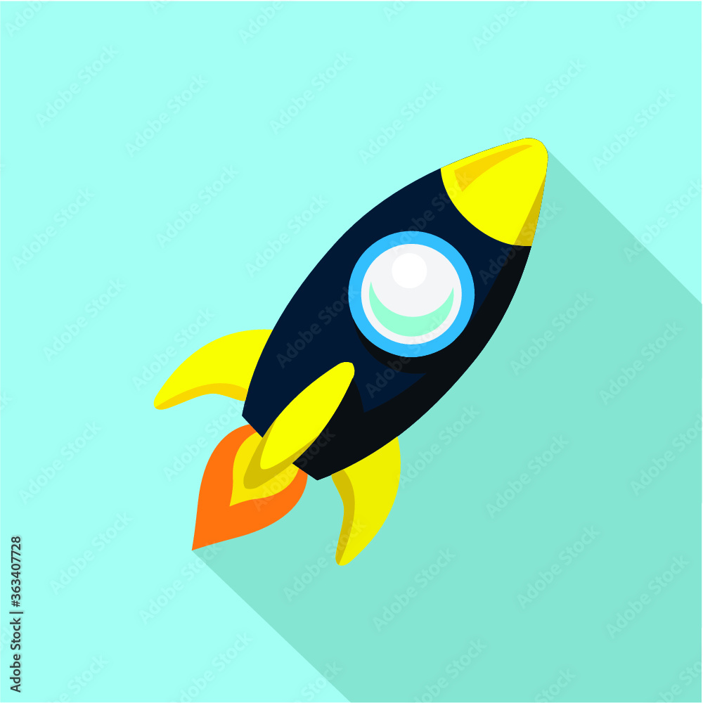 diagonally launching rocket in flat design diagonally launching rocket in flat design