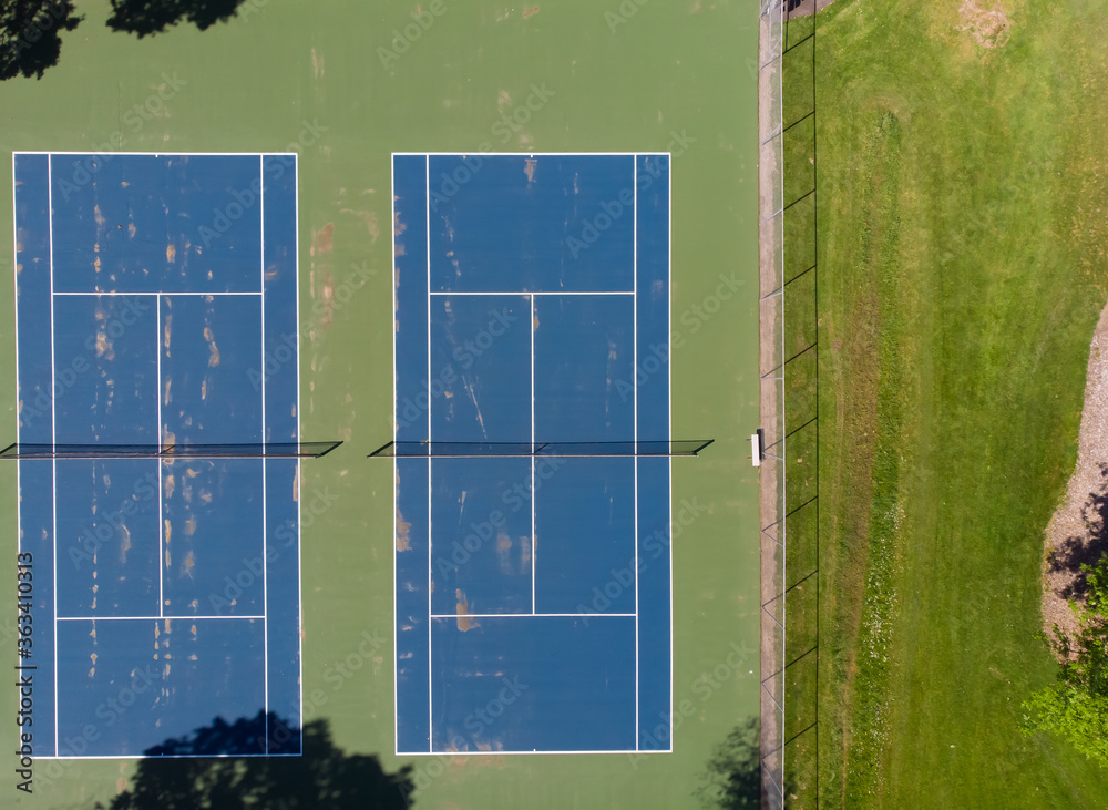 Tennis field, courts, sport, top view in the park