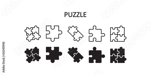 Puzzle icon set. Vector graphic illustration. Suitable for website design, logo, app, template, and ui.