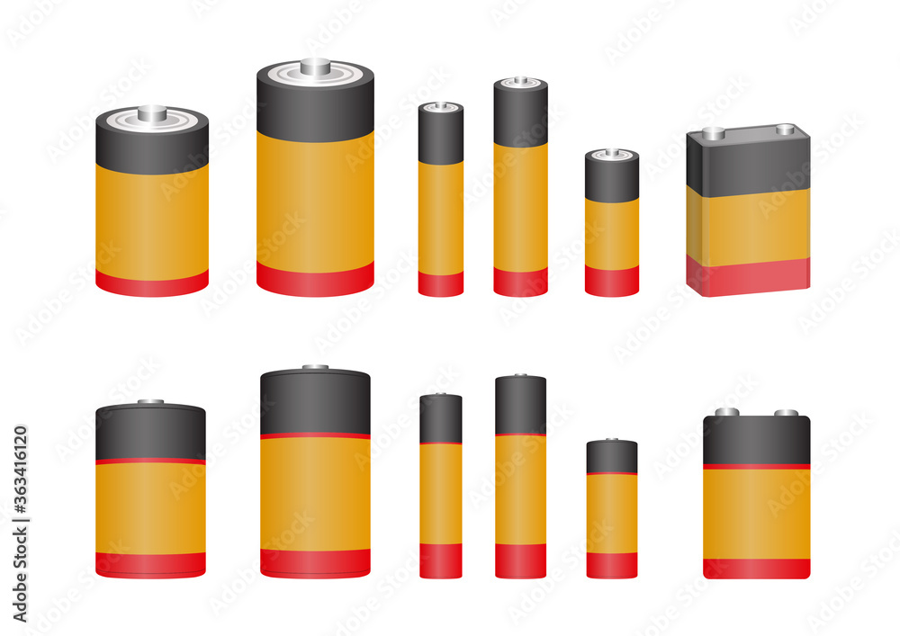 Vector illustrations of battery icon set. Vector illustrations of battery icon set.