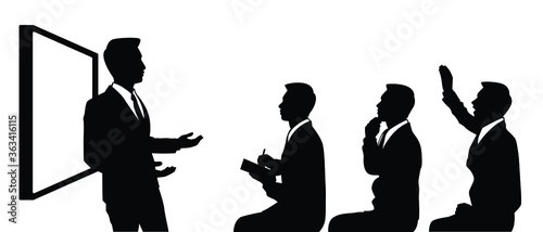 Attendees in meeting silhouette vector