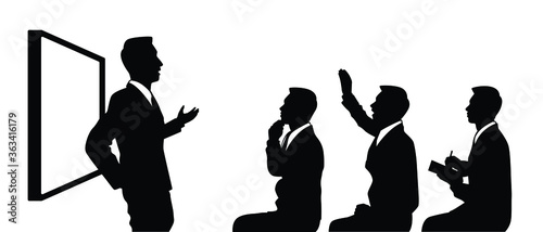 Attendees in meeting silhouette vector