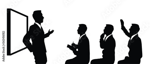 Attendees in meeting silhouette vector