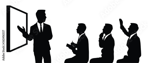 Attendees in meeting silhouette vector