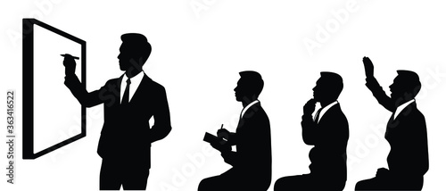 Attendees in meeting silhouette vector