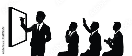 Attendees in meeting silhouette vector