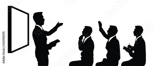 Attendees in meeting silhouette vector