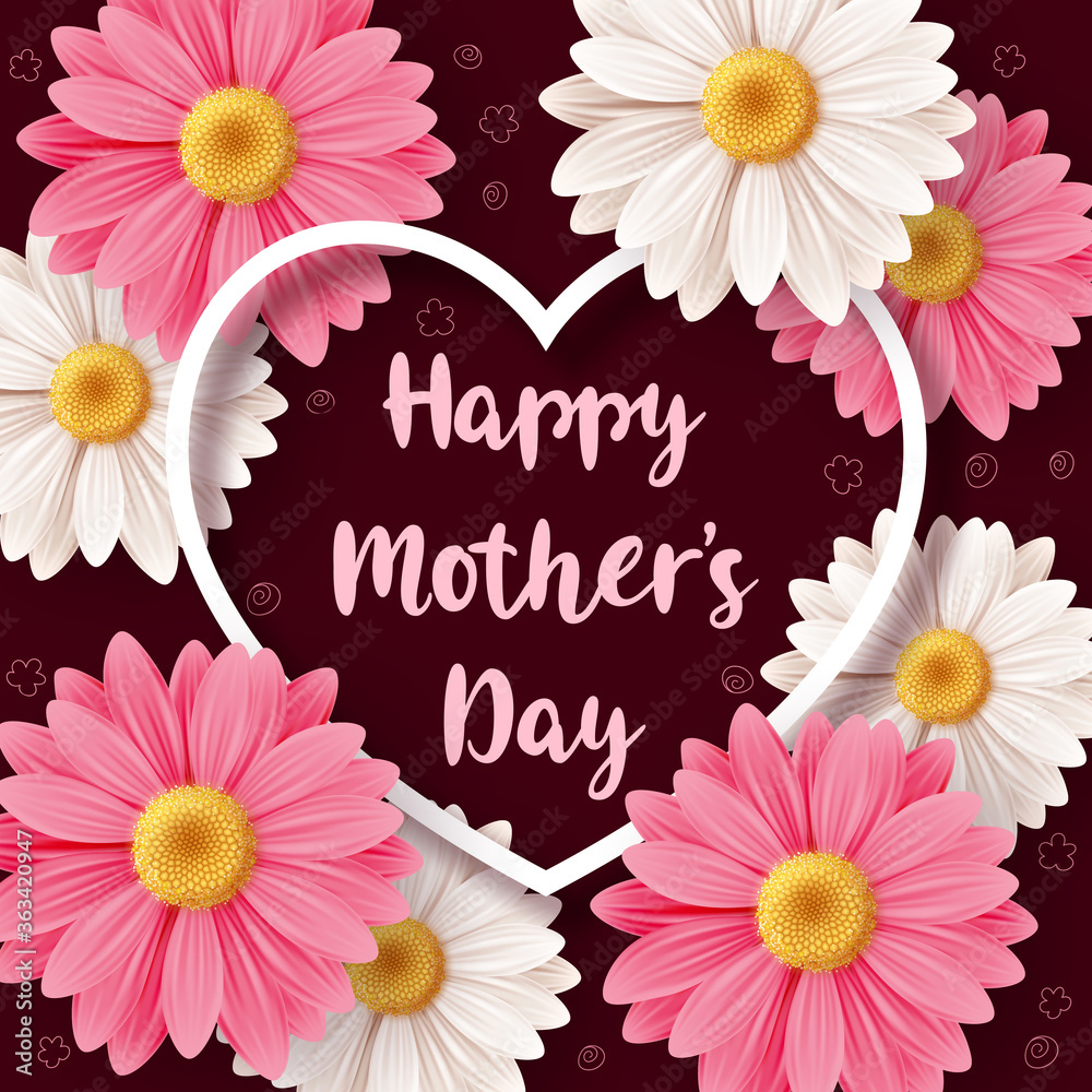Happy Mothers day background with daisy flowers. Greeting card, invitation or sale banner template Happy Mothers day background with daisy flowers. Greeting card, invitation or sale banner template