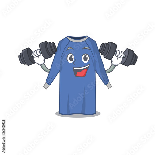 disposable clothes mascot design feels happy lift up barbells during exercise