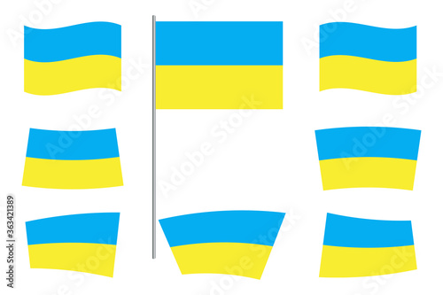 Ukraine flag vector. Set of ukrainian symbol. Collection of national banners. Graphic emblem of the country. Stock Photo.