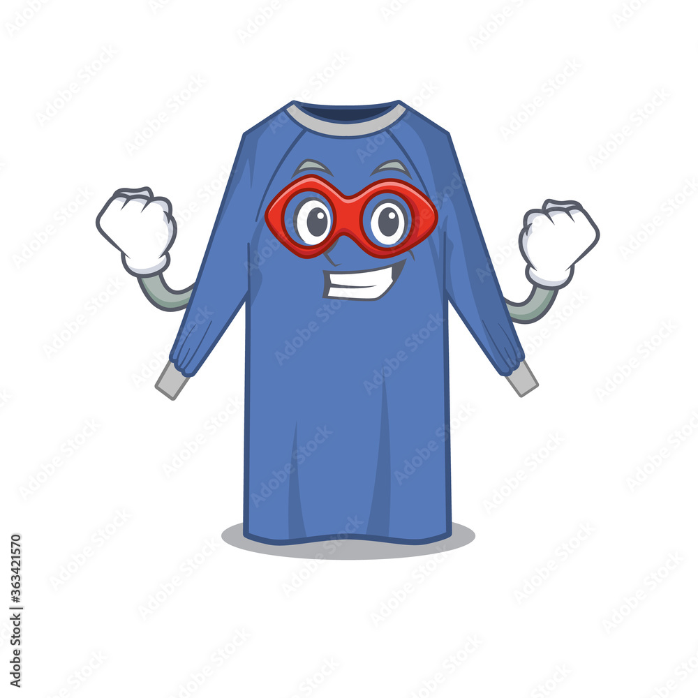 A cartoon drawing of disposable clothes in a Super hero character A cartoon drawing of disposable clothes in a Super hero character