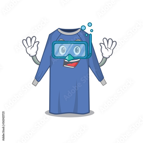 disposable clothes mascot design swims with diving glasses