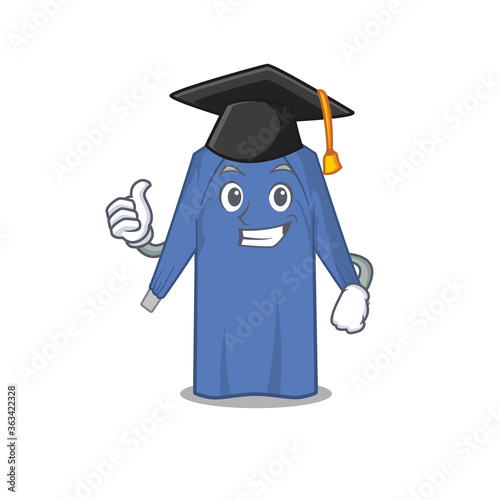 Happy proud of disposable clothes caricature design with hat for graduation ceremony