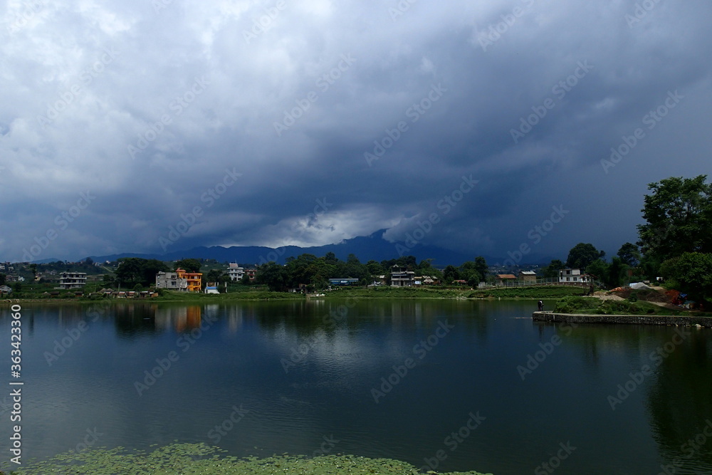 Tauahaha Lake in Kirtipur, Nepal during Monsoon