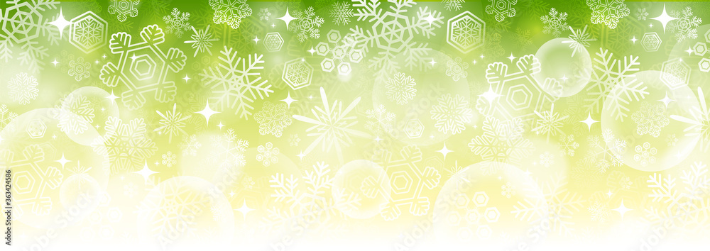 冬 クリスマス素材 横長のキラキラした雪の結晶のベクター背景画像 緑色 Stock Vector Adobe Stock 冬 クリスマス素材 横長のキラキラした雪の結晶のベクター背景画像 緑色 Stock Vector Adobe Stock