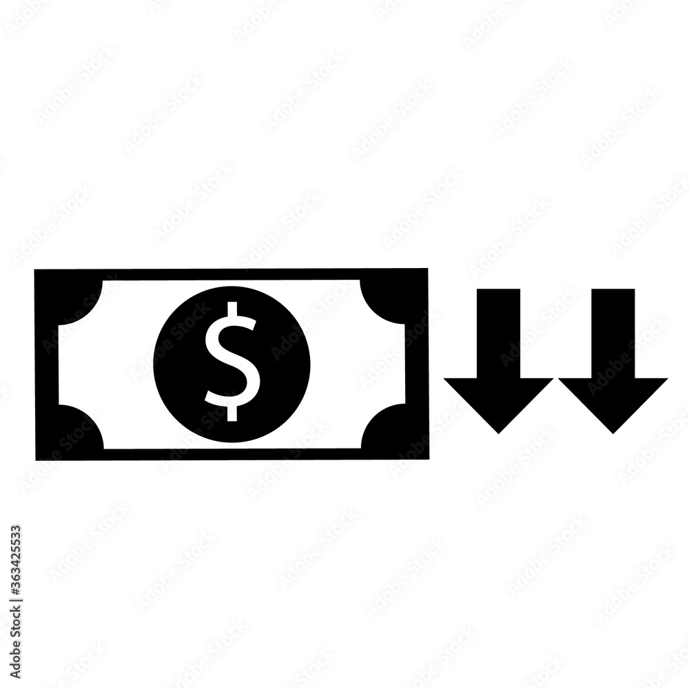 The Decrease Exchange Rate of Money Icon/ Symbol , Vector Design For Business, Graphic Resource, and Design The Decrease Exchange Rate of Money Icon/ Symbol , Vector Design For Business, Graphic Resource, and Design