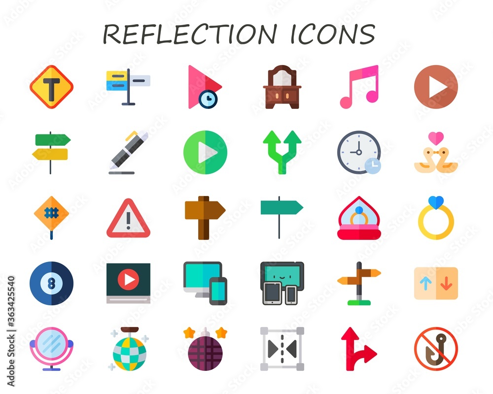 Obraz premium Modern Simple Set of reflection Vector flat Icons