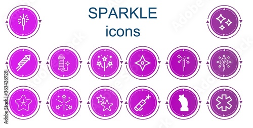 Editable 14 sparkle icons for web and mobile