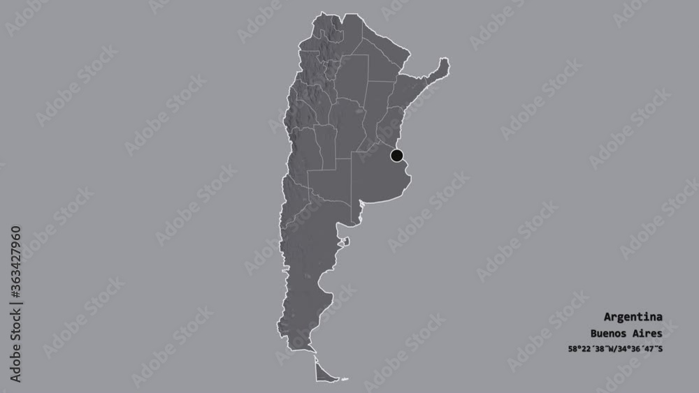 Córdoba, province of Argentina, with its capital, localized, outlined and zoomed with informative overlays on a administrative map in the Stereographic projection. Animation 3D Córdoba, province of Argentina, with its capital, localized, outlined and zoomed with informative overlays on a administrative map in the Stereographic projection. Animation 3D