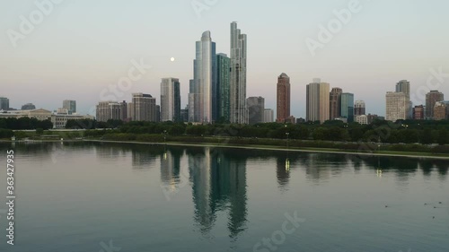 Wallpaper Mural Drone Flies Towards South Loop Skyscrapers in Downtown Chicago, Illinois Torontodigital.ca