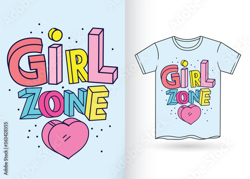 Girl zone cartoon style typography for t shirt