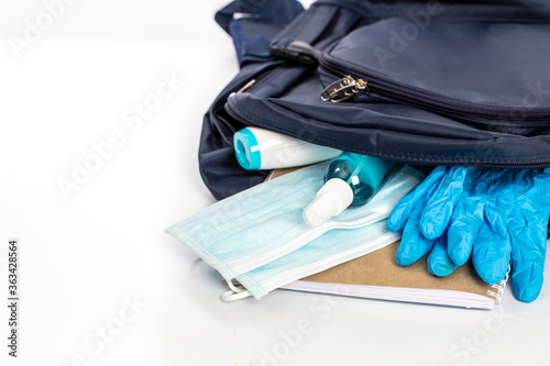 New Normal always bring PPE in bag , hygienic mask algohol gel in bag