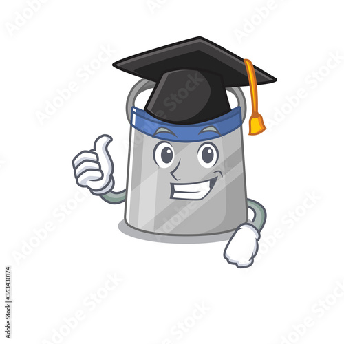 Happy proud of face shield caricature design with hat for graduation ceremony