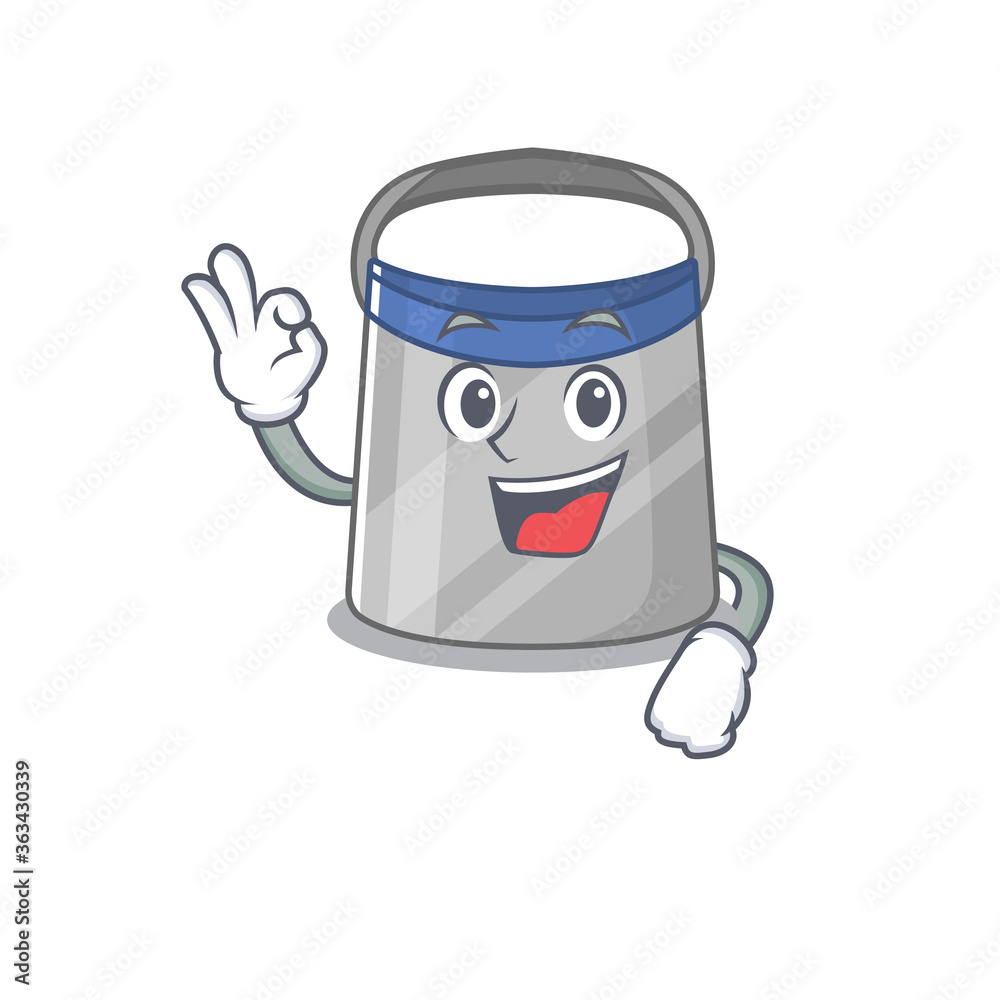 Face shield mascot design style showing Okay gesture finger Face shield mascot design style showing Okay gesture finger