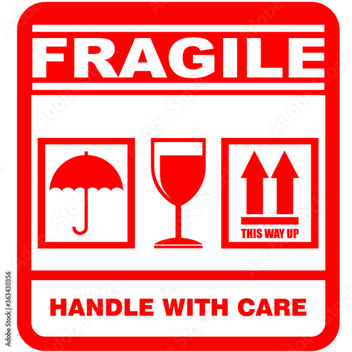 Fragile, handle with care, sticker vector