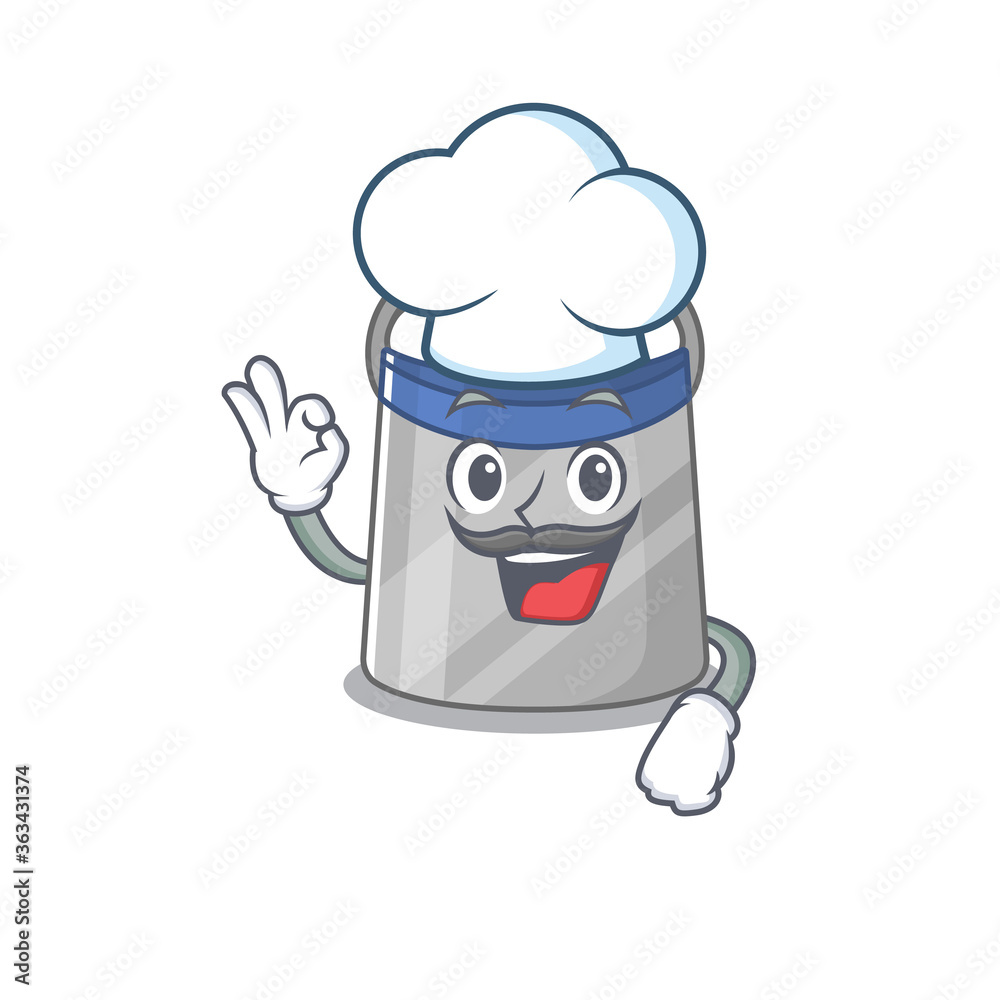 Talented face shield chef cartoon drawing wearing chef hat