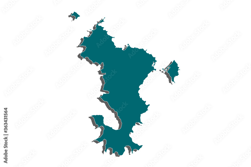 Blue map of Mayotte, Map of Mayotte on white background. Overseas region of France.Vector illustration eps 10. - Vector