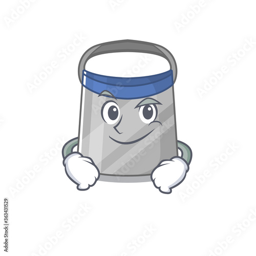 A cute arrogant caricature design of face shield having confident gesture