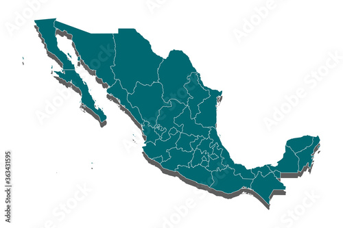 Mexico map - blue geometric rumpled triangular low poly style gradient graphic background , polygonal design for your . Vector illustration eps 10. - Vector