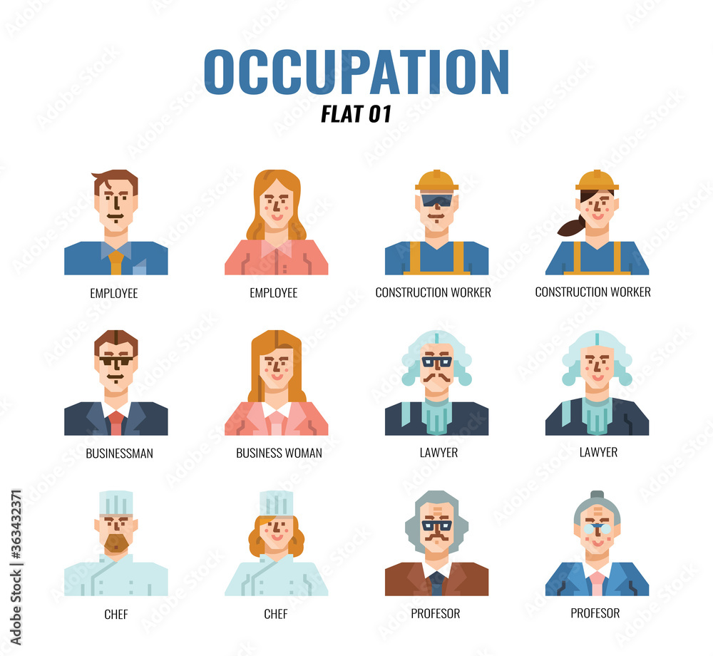 Occupation Avatar flat icon set01.