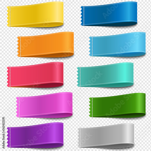 Colorful Ribbon Set And Transparent Background With Gradient Mesh, Vector Illustration