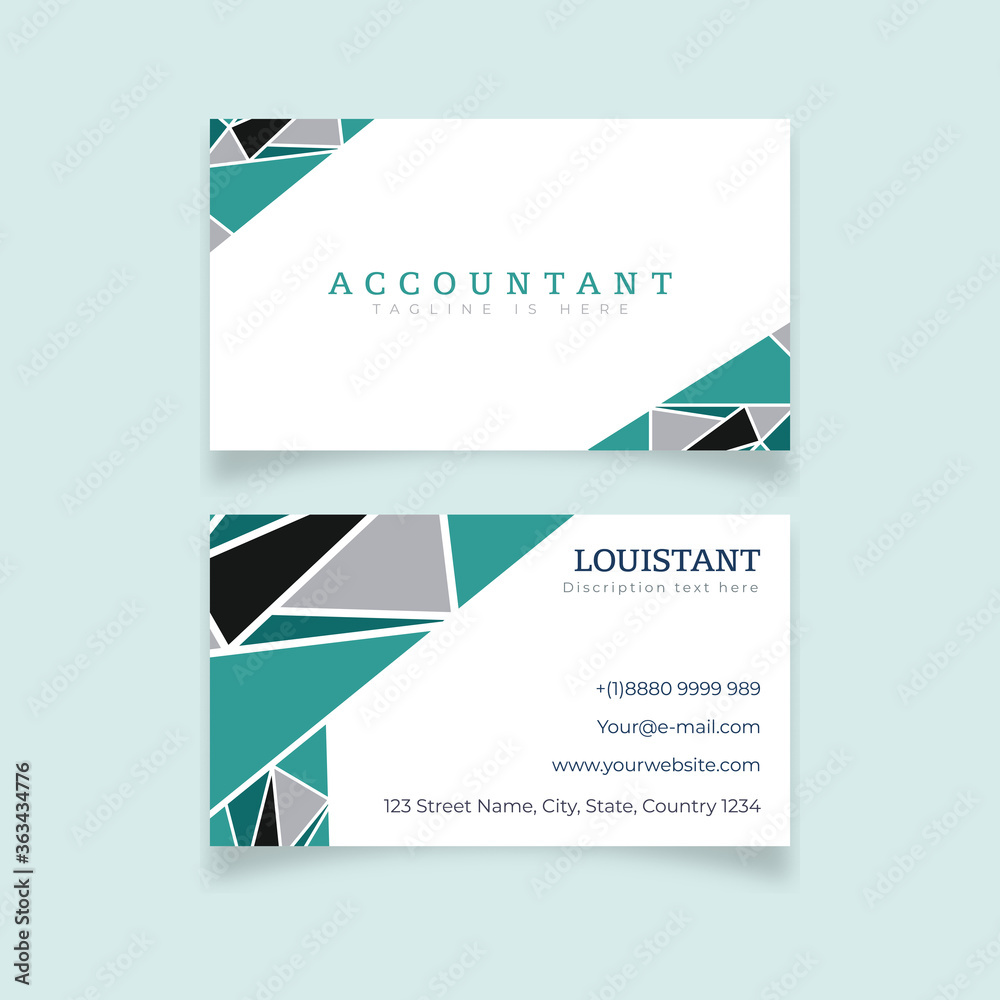 Fototapeta premium Beauty tosca polygonal abstract design business card template