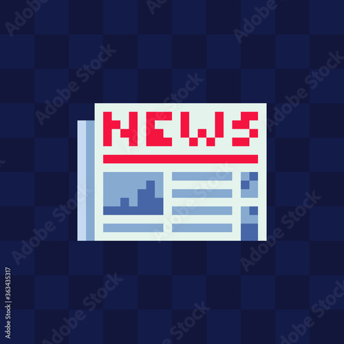 Newspaper icon. Knitted design.  Isolated vector illustration. 8-bit sprite.