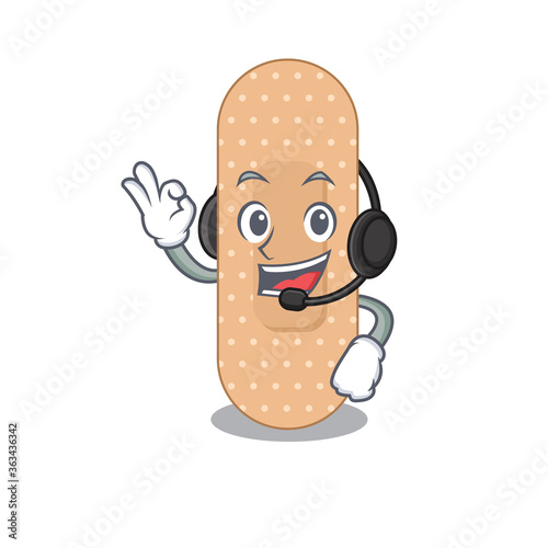 Standard bandage caricature character concept wearing headphone