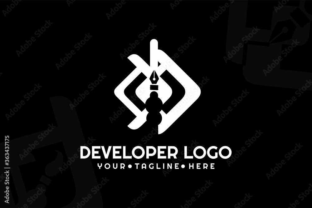 Isolated Pen Developer Logogram Template