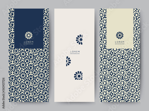 Branding Packaging flower nature background, logo banner voucher, spring summer tropical, blue colour, vector illustration