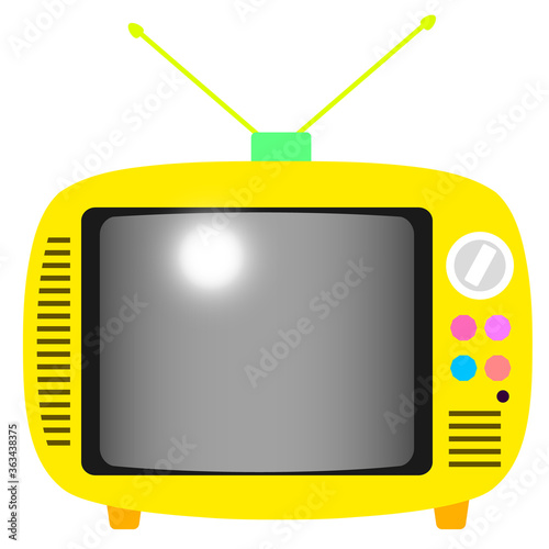 レトロで可愛いポータブルトイテレビのイラスト 黄色 画面オフ