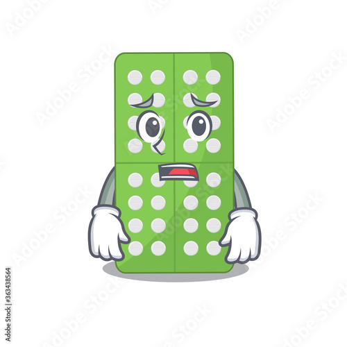 Cartoon image design medicine pills showing worried face