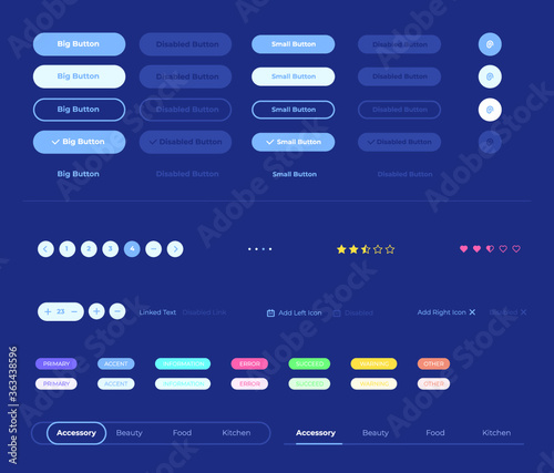 Dark Background UI Kit Design Template 