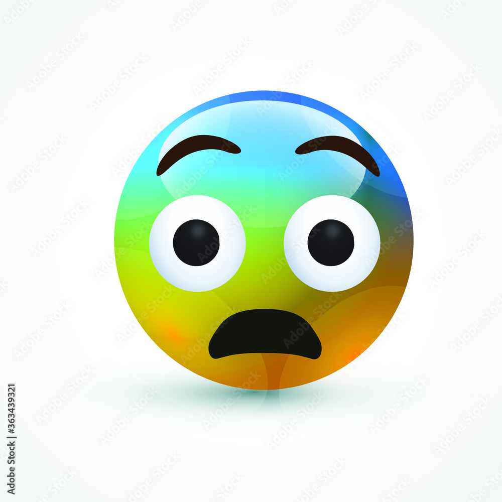 vector round yellow cartoon bubble Scared Surprised Surprised emoticons