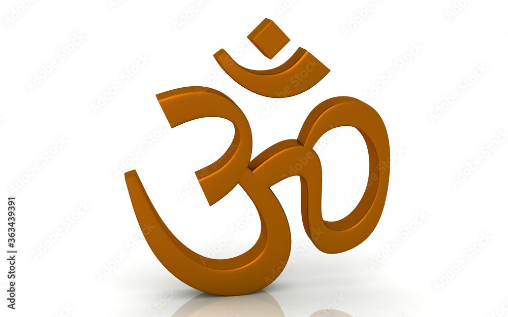 3d illustration of Aum or Om symbol of Hinduism isolated on white background 3d illustration of Aum or Om symbol of Hinduism isolated on white background